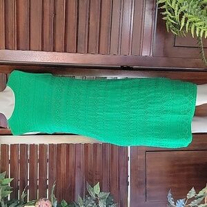 Eliza J Kelky Green Crochet Knit Dress Sleeveless Knee Length Medium